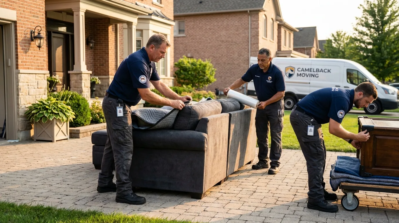 Large estate moving crew wrapping furniture in Sumner, WA