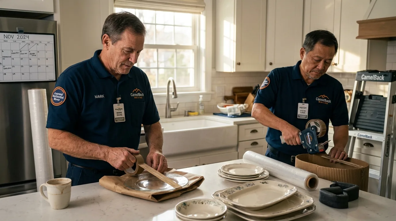 Professional crew packing kitchen dishware in Sumner, WA